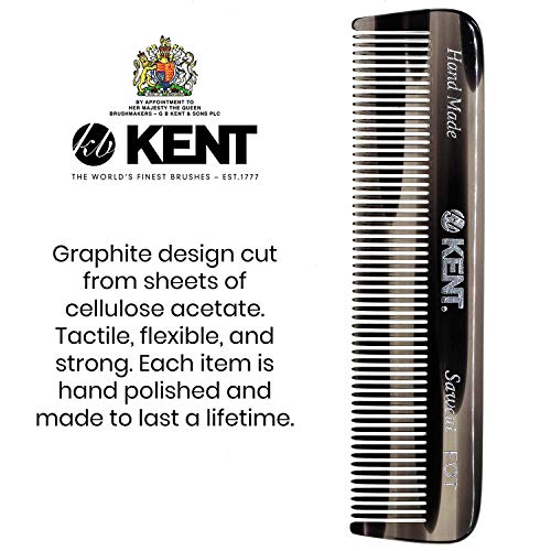 Kent A FOT Handmade Pocket Comb for Men, Women and Kids, All Fine Tooth Hair Comb Straightener for Everyday Grooming and Styling Hair, Beard and Mustache, Saw Cut and Hand Polished, Made in England