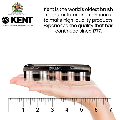Kent A FOT Handmade Pocket Comb for Men, Women and Kids, All Fine Tooth Hair Comb Straightener for Everyday Grooming and Styling Hair, Beard and Mustache, Saw Cut and Hand Polished, Made in England
