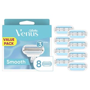 gillette venus smooth womens razor blade refills, 8 count, lubracated to protect the skin from irritation, basic, 8 count (pack of 1)