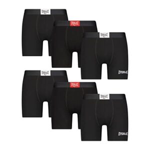 everlast mens boxer briefs, perfect boxer brief for men, cotton stretch mens underwear pack of 6 (large, black/black/black)