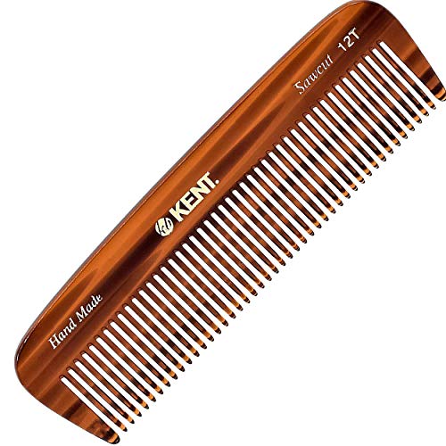 Kent 12T All Coarse Hair Detangling Comb Wide Teeth Pocket Comb for Thick Curly Wavy Hair. Hair Detangler Comb for Grooming Styling Hair, Beard and Mustache. Saw-Cut Hand Polished. Handmade in England