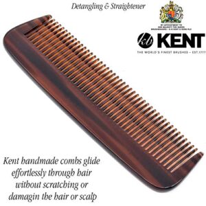 Kent 12T All Coarse Hair Detangling Comb Wide Teeth Pocket Comb for Thick Curly Wavy Hair. Hair Detangler Comb for Grooming Styling Hair, Beard and Mustache. Saw-Cut Hand Polished. Handmade in England