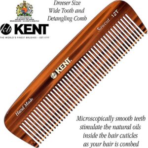 Kent 12T All Coarse Hair Detangling Comb Wide Teeth Pocket Comb for Thick Curly Wavy Hair. Hair Detangler Comb for Grooming Styling Hair, Beard and Mustache. Saw-Cut Hand Polished. Handmade in England