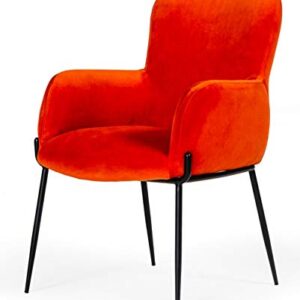 HAINEW Dining Chair Accent Chair, Modrest Frisco Mid-Century Orange Velvet Dining Chair, Modern Creative Chair for Home and Outside, W22 xD25.8 xH31.7, Orange