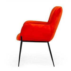 HAINEW Dining Chair Accent Chair, Modrest Frisco Mid-Century Orange Velvet Dining Chair, Modern Creative Chair for Home and Outside, W22 xD25.8 xH31.7, Orange