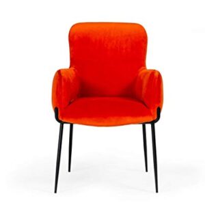 HAINEW Dining Chair Accent Chair, Modrest Frisco Mid-Century Orange Velvet Dining Chair, Modern Creative Chair for Home and Outside, W22 xD25.8 xH31.7, Orange