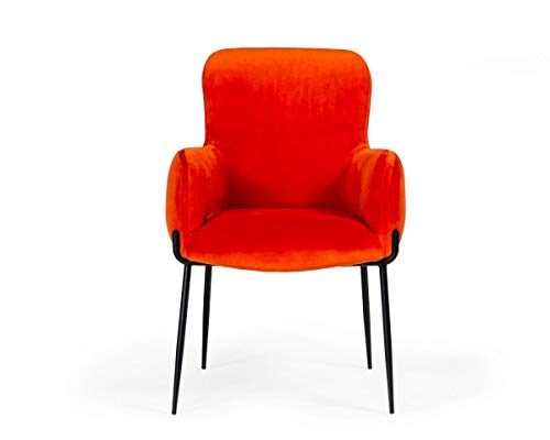 HAINEW Dining Chair Accent Chair, Modrest Frisco Mid-Century Orange Velvet Dining Chair, Modern Creative Chair for Home and Outside, W22 xD25.8 xH31.7, Orange