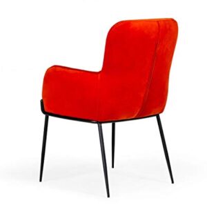 HAINEW Dining Chair Accent Chair, Modrest Frisco Mid-Century Orange Velvet Dining Chair, Modern Creative Chair for Home and Outside, W22 xD25.8 xH31.7, Orange