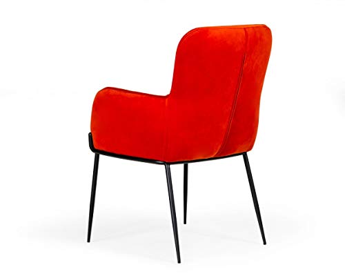 HAINEW Dining Chair Accent Chair, Modrest Frisco Mid-Century Orange Velvet Dining Chair, Modern Creative Chair for Home and Outside, W22 xD25.8 xH31.7, Orange