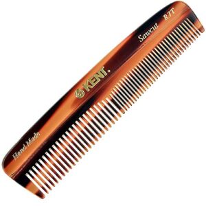 kent r7t small fine/wide tooth comb, double tooth hair pocket comb for hair, beard and mustache, coarse/fine hair grooming comb for men, women and kids. saw cut hand polished. handmade in england