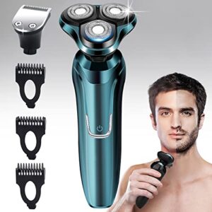 electric razor for men shavers for men electric razor, 4 in 1 dry wet waterproof rotary men’s face shaver razors, cordless face shaver usb rechargeable for shaving ideas gift for dad husband