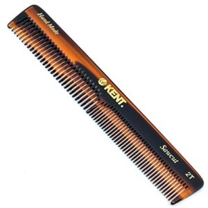 kent 2t 6 inch double tooth hair dressing comb, fine and wide tooth dresser comb for hair, beard and mustache, coarse and fine hair styling grooming comb for men, women and kids. made in england