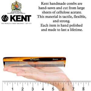 Kent 2T 6 Inch Double Tooth Hair Dressing Comb, Fine and Wide Tooth Dresser Comb For Hair, Beard and Mustache, Coarse and Fine Hair Styling Grooming Comb for Men, Women and Kids. Made in England