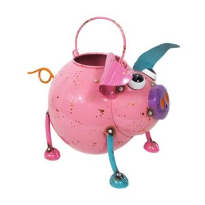 fun colorful enameled metal watering can – pig, continental art center inc. cac193001b