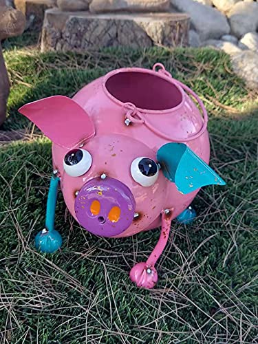 Fun Colorful Enameled Metal Watering Can - Pig, Continental Art Center Inc. CAC193001B