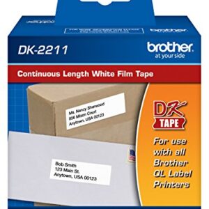 Brother Genuine DK-2211 Continuous Length Black on White Film Tape for Brother QL Label Printers, 1.1" x 50' (29mm x 15.2M), 1 Roll per Box, DK2211