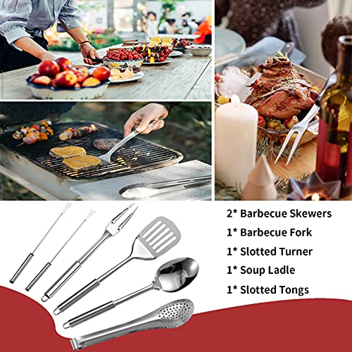 Portable Camping Kitchen Utensil Set-27 Piece Cookware Kit, Stainless Steel Outdoor Cooking and Grilling Utensil Organizer Travel Set Perfect for Travel, Picnics, RVs, Camping, BBQs, Parties and More