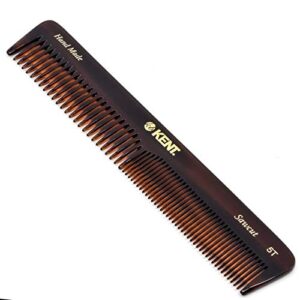 kent 5t 6.6 inch double tooth hair dressing comb, fine and wide tooth dresser comb for hair, beard and mustache, coarse and fine hair styling grooming comb for men, women and kids. made in england
