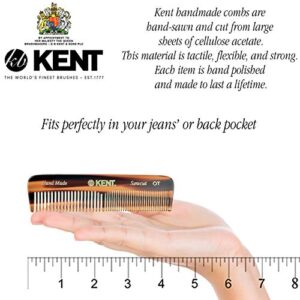 Kent NU19 Gift Set, with OT Fine Tooth/Wide Tooth Pocket Comb for Hair, Mustache and Beard for Men, Women and Kids. Travel Set with Leather Pouch and Stainless Steel Nail File. Handmade in England