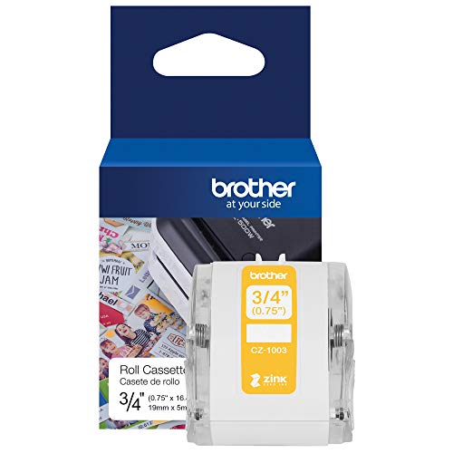 Brother Genuine CZ-1003 Continuous Length ¾” (0.75”) 19 mm Wide x 16.4 ft. (5 m) Long Label roll Featuring Zero Ink Technology, CZ1003