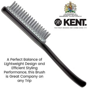 Kent KFM3 Black Half Round Narrow Detangling Hair Brush - 9 Row Ionic Anti Static Non Scratch Nylon Bristle Gel Styler Great for Daily Styling, Detangling and Smoothing Short to Medium Length Hair