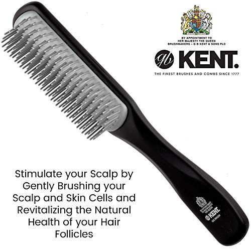 Kent KFM3 Black Half Round Narrow Detangling Hair Brush - 9 Row Ionic Anti Static Non Scratch Nylon Bristle Gel Styler Great for Daily Styling, Detangling and Smoothing Short to Medium Length Hair