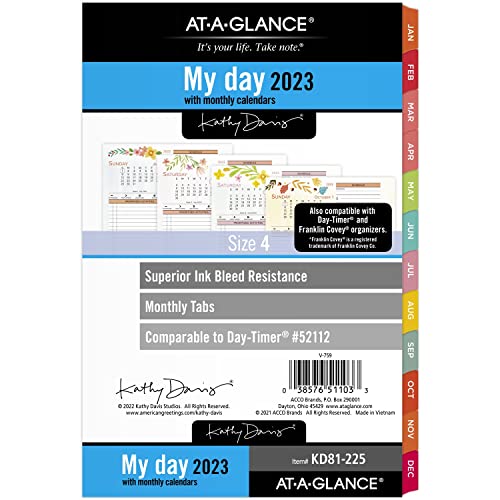 AT-A-GLANCE 2023 Daily & Monthly Planner Refill, 5-1/2" x 8-1/2", Size 4, Desk Size, Kathy Davis (KD81-225)