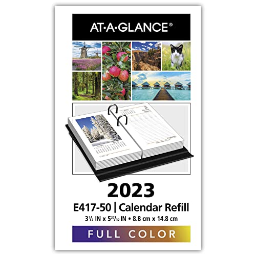 AT-A-GLANCE 2023 Daily Desk Calendar Refill, 3-1/2" x 6", Standard, Loose Leaf, Photographic (E41750)