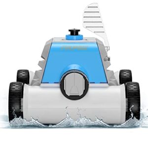 (2023 New) FIILPOW Cordless Robotic Pool Cleaner, Automatic Pool Vacuum with Dual-Suction, Auto-Docking, 90 Mins Runtime, Lightweight, Rechargeable, IPX8 Waterproof, for Pools Up to 800 Sq.ft, Blue