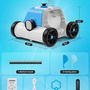 (2023 New) FIILPOW Cordless Robotic Pool Cleaner, Automatic Pool Vacuum with Dual-Suction, Auto-Docking, 90 Mins Runtime, Lightweight, Rechargeable, IPX8 Waterproof, for Pools Up to 800 Sq.ft, Blue