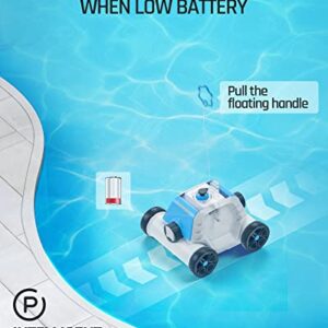 (2023 New) FIILPOW Cordless Robotic Pool Cleaner, Automatic Pool Vacuum with Dual-Suction, Auto-Docking, 90 Mins Runtime, Lightweight, Rechargeable, IPX8 Waterproof, for Pools Up to 800 Sq.ft, Blue