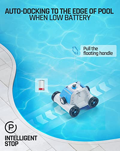 (2023 New) FIILPOW Cordless Robotic Pool Cleaner, Automatic Pool Vacuum with Dual-Suction, Auto-Docking, 90 Mins Runtime, Lightweight, Rechargeable, IPX8 Waterproof, for Pools Up to 800 Sq.ft, Blue