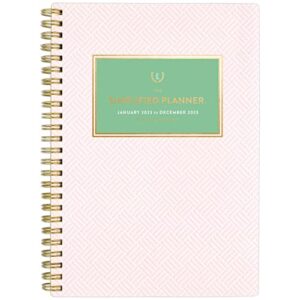 at-a-glance 2023 weekly & monthly planner, simplified by emily ley, 5-1/2″ x 8-1/2″, small, blush basketweave (el93-200)