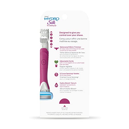 Schick Hydro Silk TrimStyle Moisturizing Razor for Women with Bikini Trimmer,1 Count