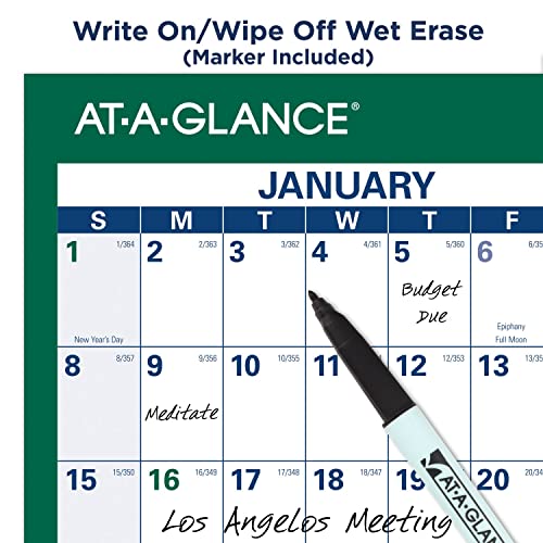 AT-A-GLANCE 2023 Erasable Calendar, Dry Erase Wall Planner, 24" x 36", Large, Vertical, Reversible for Notes & Planning Space (PM21028)