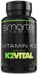 smarter vitamin k2 mk7 100mcg made with k2vital and kale for bone health & cardiovascular support k-2 mk-7 helps utilize calcium for bones & supports healthy skeletal muscle 60 liquid softgels