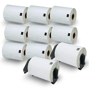 BETCKEY - Compatible Shipping Labels Replacement for Brother DK-1247 (4.07" x 6.4"), Use with Brother QL Label Printers [10 Rolls + 2 Reusable Cartridges]