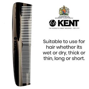 Kent R7TG Graphite Double Tooth Hair Pocket Comb, Small Fine/Wide Tooth Comb For Grooming Styling Hair, Beard and Mustache, for Men, Women and Kids. Saw Cut and Hand Polished. Handmade in England