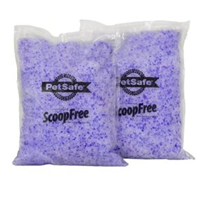 petsafe scoopfree premium crystal cat litter – 5x better odor control than clay litter – less tracking & dust for a fresh home – non-clumping – two 4.3 lb bags of litter (8.6 lb total) – lavender