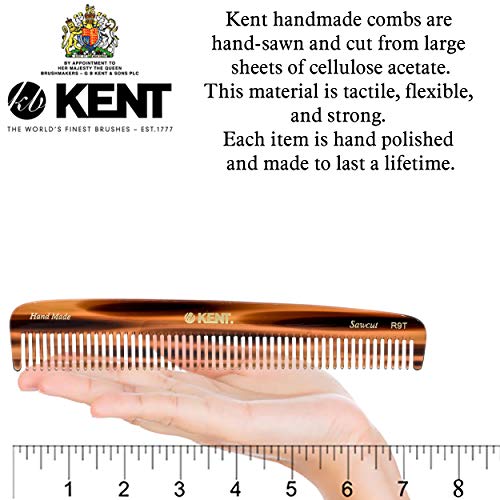 Kent R9T All Coarse Hair Detangling Comb Wide Teeth Dressing Table Comb for Thick Curly Wavy Hair. Hair Detangler Comb for Grooming Styling Hair, Beard and Mustache. Saw-Cut. Handmade in England