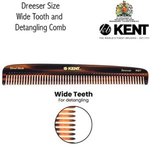 Kent R9T All Coarse Hair Detangling Comb Wide Teeth Dressing Table Comb for Thick Curly Wavy Hair. Hair Detangler Comb for Grooming Styling Hair, Beard and Mustache. Saw-Cut. Handmade in England