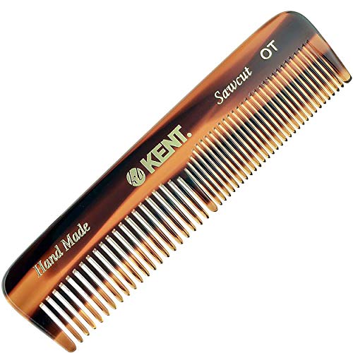 Kent A OT Small Double Tooth Hair Pocket Comb, Fine / Wide Tooth Comb For Hair, Beard and Mustache, Coarse / Fine Hair Grooming Comb for Men, Women and Kids. Saw Cut Hand Polished. Handmade in England