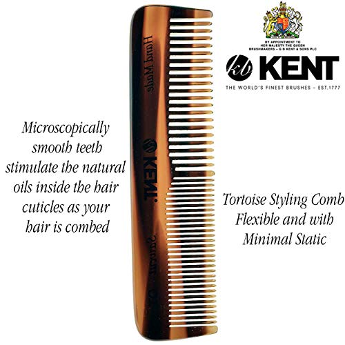 Kent A OT Small Double Tooth Hair Pocket Comb, Fine / Wide Tooth Comb For Hair, Beard and Mustache, Coarse / Fine Hair Grooming Comb for Men, Women and Kids. Saw Cut Hand Polished. Handmade in England