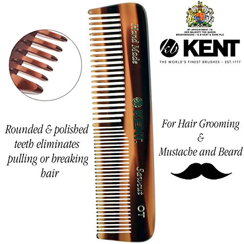 Kent A OT Small Double Tooth Hair Pocket Comb, Fine / Wide Tooth Comb For Hair, Beard and Mustache, Coarse / Fine Hair Grooming Comb for Men, Women and Kids. Saw Cut Hand Polished. Handmade in England