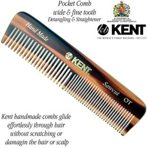 Kent A OT Small Double Tooth Hair Pocket Comb, Fine / Wide Tooth Comb For Hair, Beard and Mustache, Coarse / Fine Hair Grooming Comb for Men, Women and Kids. Saw Cut Hand Polished. Handmade in England