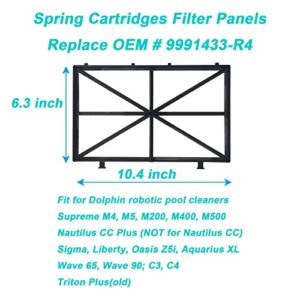 Jvfnxpm 9991433-R4 Spring Cartridges Filter Panels for Dolphin M200 M400 M500, Nautilus CC Plus, M4 M5, Wave 65 Wave 90, C3 C4, Oasis Z5i Oasis Z5 Robotic Pool Cleaners - 4 Pack