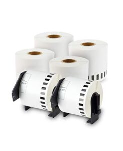 enko – compatible dk-2205 continuous paper labels (2.4 inch x 100 feet) compatible for brother ql label printers – 6 rolls + 2 refillable cartridge frames