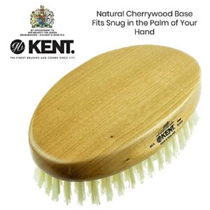 Kent MC4 Finest Men's Hair Brush And Facial Brush For Beard Care - Exfoliating Natural Boar Bristle Brush For Mens Grooming, Scalp Brush, Royalty Brush, And Beard Straightener For Men's Skin Care