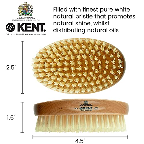 Kent MC4 Finest Men's Hair Brush And Facial Brush For Beard Care - Exfoliating Natural Boar Bristle Brush For Mens Grooming, Scalp Brush, Royalty Brush, And Beard Straightener For Men's Skin Care