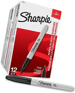 sharpie permanent markers, fine point, black, 24-count – new